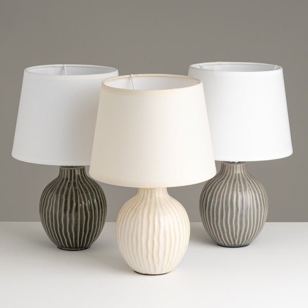 Krémszínű kerámia asztali lámpa textil búrával (magasság 28 cm) – Casa Selección-image-2