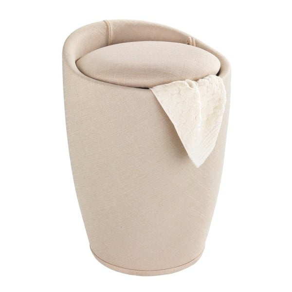 Linen Look bézs szennyestartó kosár és ülőke egyben - Wenko-image-2