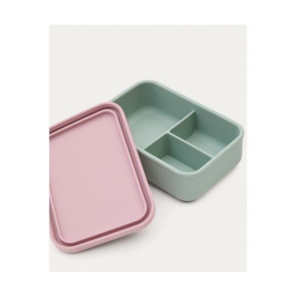 Rózsaszín-türkiz szilikon gyerek uzsonnás doboz Lili – Kave Home-image-3
