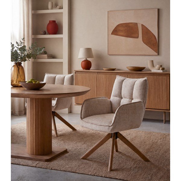 Krémszínű kárpitozott étkezőfotel szett 2 db-os Marilla – Unique Furniture-image-3