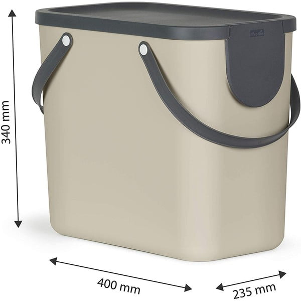 Világosbarna újrahasznosított műanyag szelektív szemetes 25 l Albula – Rotho-image-2