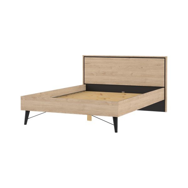 Natúr színű franciaágy ágyráccsal 140x200 cm tölgyfa dekorral Ry – Tvilum-image-3