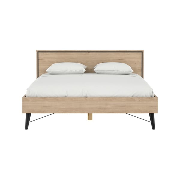 Natúr színű franciaágy ágyráccsal 160x200 cm tölgyfa dekorral Ry – Tvilum-image-4