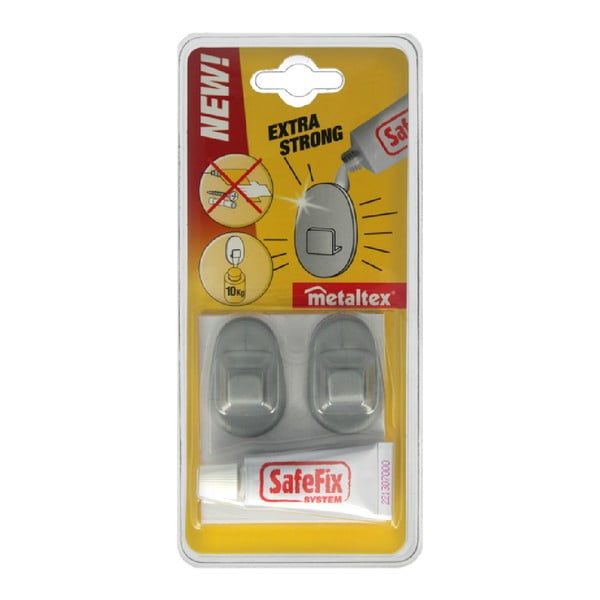 Grey 2 db fúrásmentes fali akasztó - Metaltex-image-2