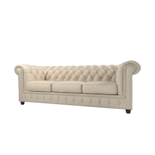 Krémszínű bársony kanapé 230 cm Cambridge – Ropez