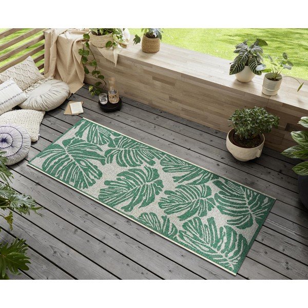 Monstera zöld-bézs kültéri futószőnyeg, 70 x 200 cm - NORTHRUGS-image-1