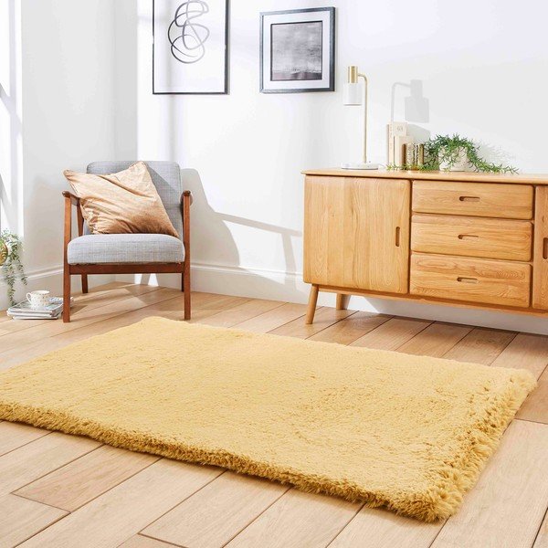 Mustársárga szőnyeg 80x150 cm Super Teddy – Think Rugs-image-2