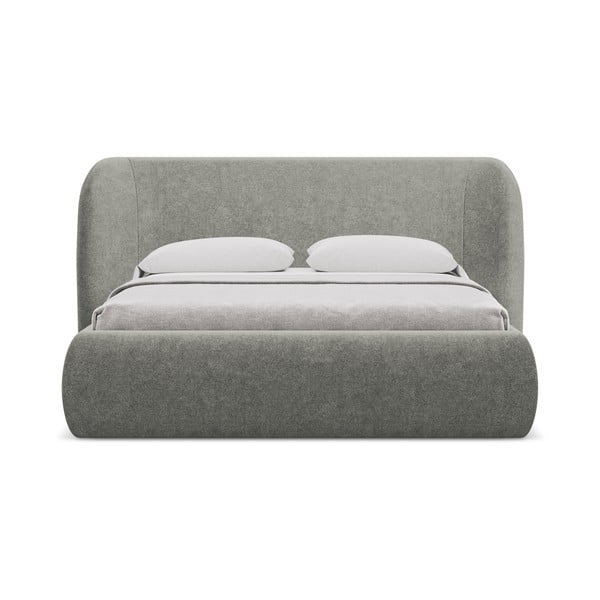 Szürke kárpitozott ágyneműtartós franciaágy ágyráccsal 140x200 cm Hauke – Makamii-image-3