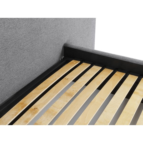 Szürke kárpitozott franciaágy tárolóhellyel, ágyráccsal 180x200 cm Walter – Milo Casa-image-4