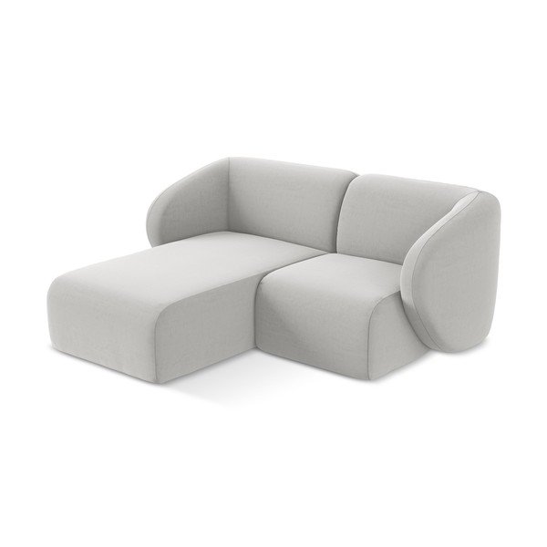 Világosszürke bársony sarokkanapé (bal oldali-heverő résszel) Lani – Makamii-image-2