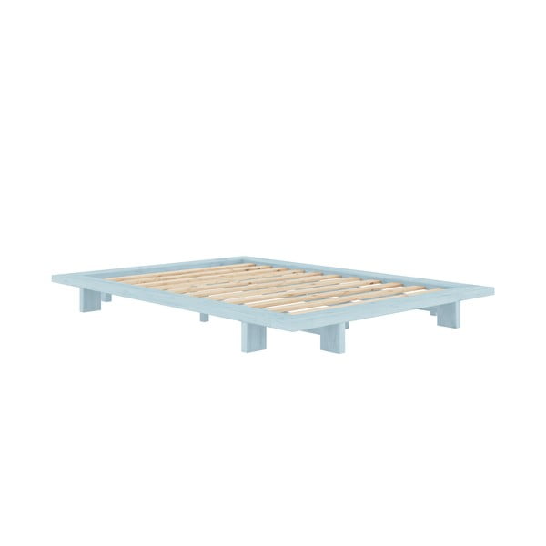 Világoskék borovi fenyő franciaágy ágyráccsal 140x200 cm Japan – Karup Design