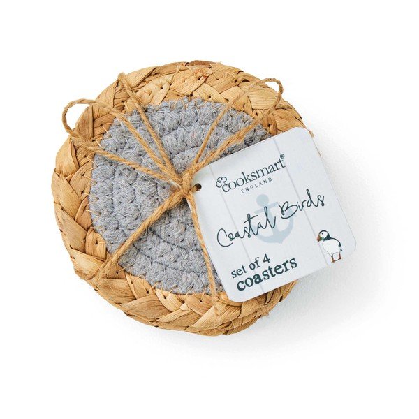 Szürke-natúr színű tengerifű poháralátét szett 4 db-os Costal Birds – Cooksmart ®