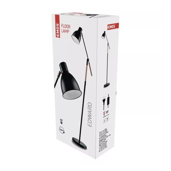 Fekete állólámpa fém búrával (magasság 150 cm) Edward – EMOS-image-1