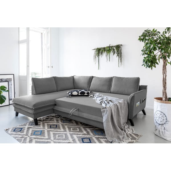 Charming Charlie L szürke kinyitható sarokkanapé, bal oldali - Miuform-image-3