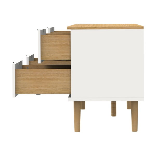 Fehér-natúr színű TV-állvány tölgyfa dekorral 162x61 cm Skagen – Tenzo-image-4