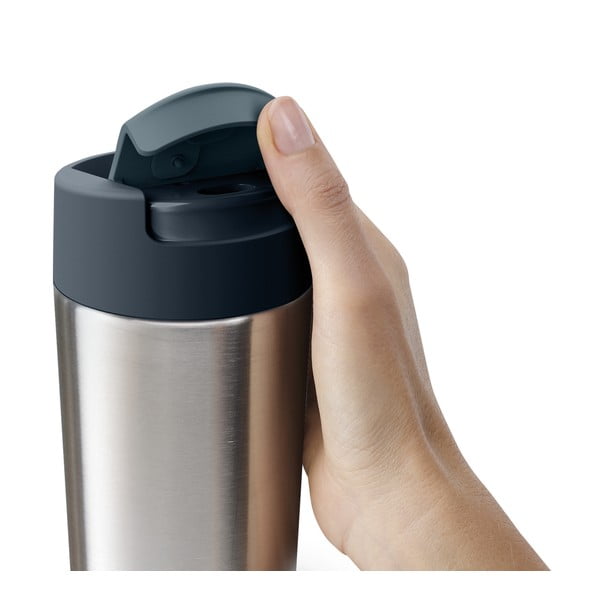Sötétkék-fényes ezüstszínű utazóbögre 450 ml Sipp – Joseph Joseph-image-2