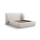 Világosszürke kárpitozott ágyneműtartós franciaágy ágyráccsal 160x200 cm Miley – Micadoni 