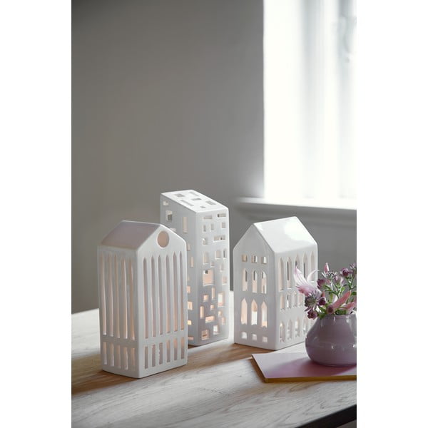Urbania Lighthouse High Building fehér kerámia gyertyatartó - Kähler Design-image-3
