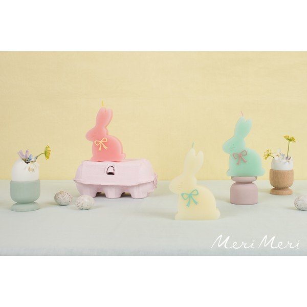 Gyertya készlet 3 db-os égési idő 2 ó húsvéti mintával Bunny – Meri Meri-image-2