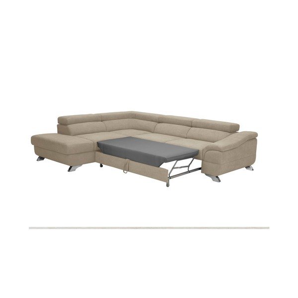Gamma barnásszürke háromszemélyes kinyitható sarokkanapé bársony kárpittal, bal oldali - Windsor & Co Sofas-image-4