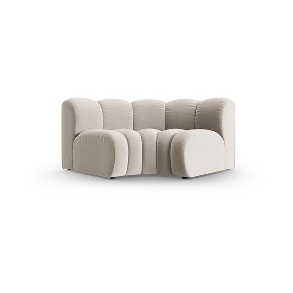 Krémszínű bársony kanapé modul (variálható sarok) Lupine – Micadoni 