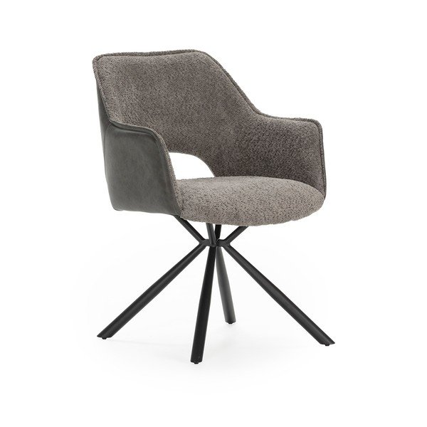 Szürke kárpitozott karfás étkezőfotel szett 2 db-os Mariel – Marckeric