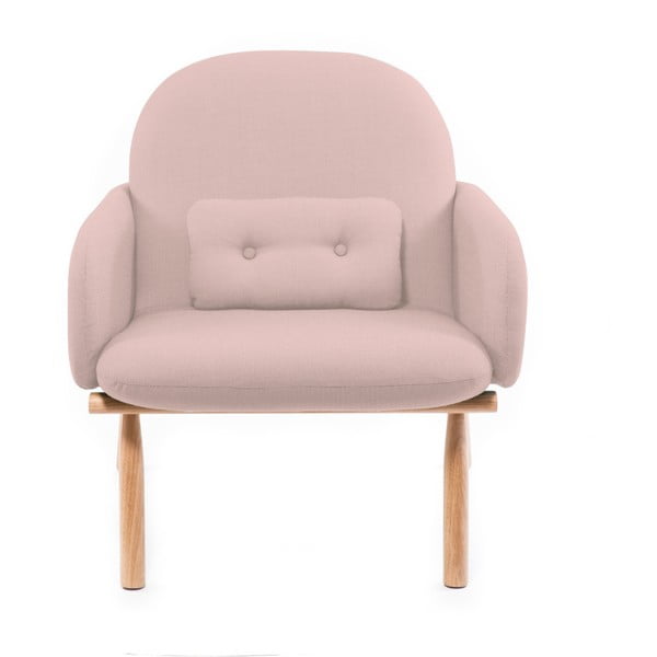 Georges rózsaszín fotel tölgyfa lábakkal - HARTÔ