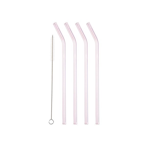 Üveg szívószál készlet tisztítókefével, 4 db-os– Lyngby Glas