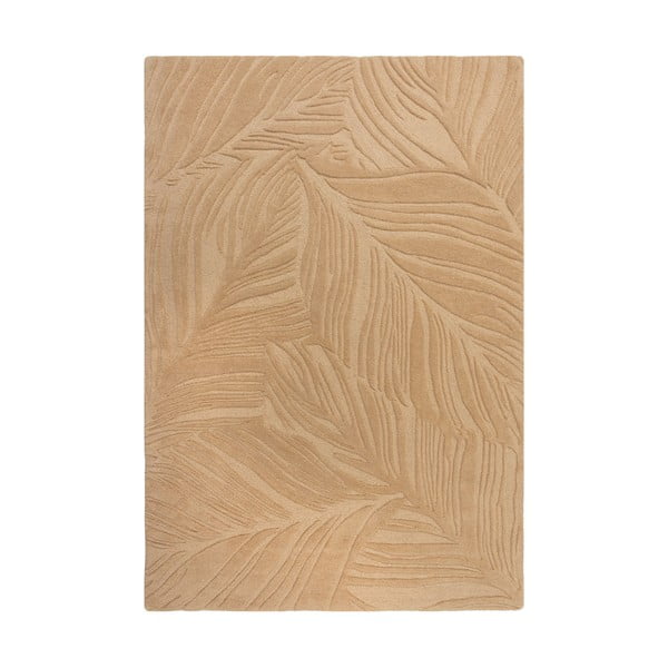 Lino Leaf világosbarna gyapjú szőnyeg, 120 x 170 cm - Flair Rugs
