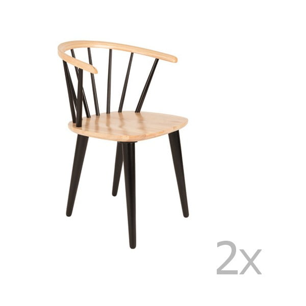 Gee fekete kaucsukfa szék szett, 2 db-os - White Label