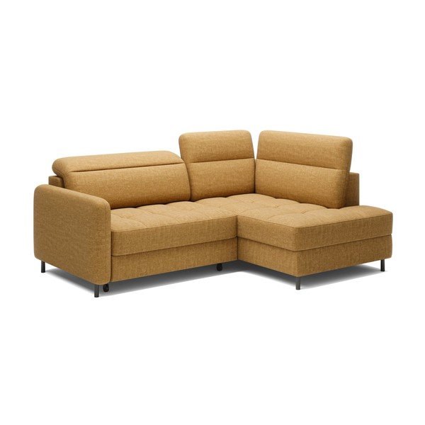 Sárga bársony kinyitható-tárolóhelyes sarokkanapé (jobb oldali-L alakú) Barea – ELTAP-image-2