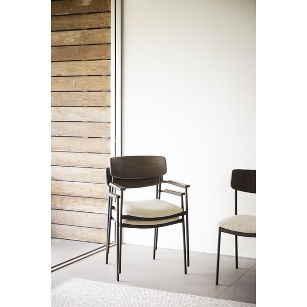 Krémszínű-sötétbarna étkezőszék szett 2 db-os Maymont – Rowico-image-1