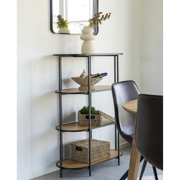 Fekete könyvespolc tölgyfa dekorral 36x111 cm Vita - House Nordic-image-1