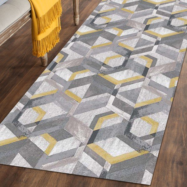 Retro sárga-szürke futószőnyeg, 60 x 190 cm - Floorita-image-1