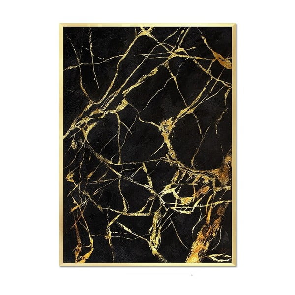 Gold & Black Marble Duro kézzel festett fali kép, 53 x 73 cm - JohnsonStyle
