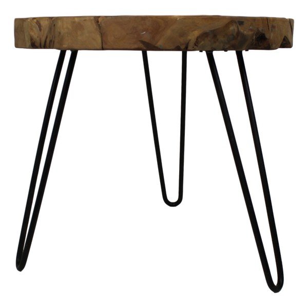 Helen tárolóasztal teakfa asztallappal, ø 55 cm - HSM collection-image-1