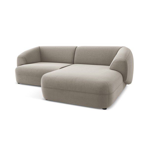 Bézs bársony sarokkanapé (jobb oldali) Moana – Makamii-image-4