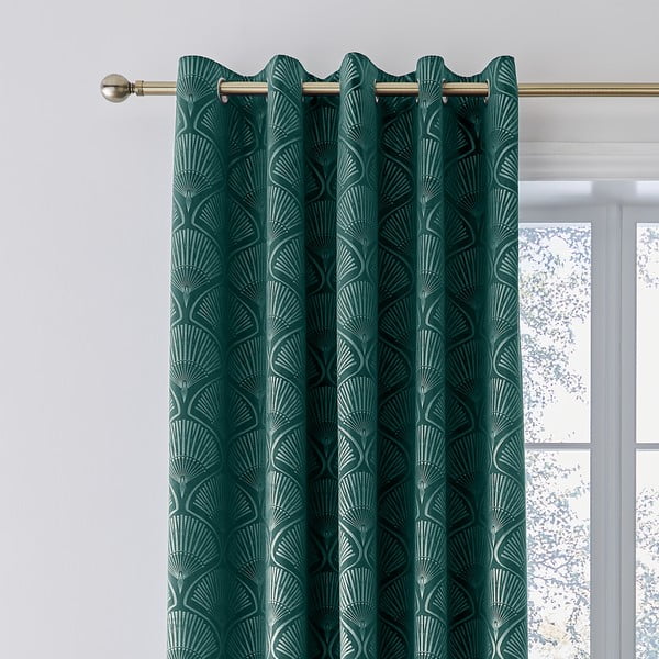 Zöld dimout (részleges sötétítő) függöny szett 2 db-os 229x229 cm Art Deco Pearl – Catherine Lansfield