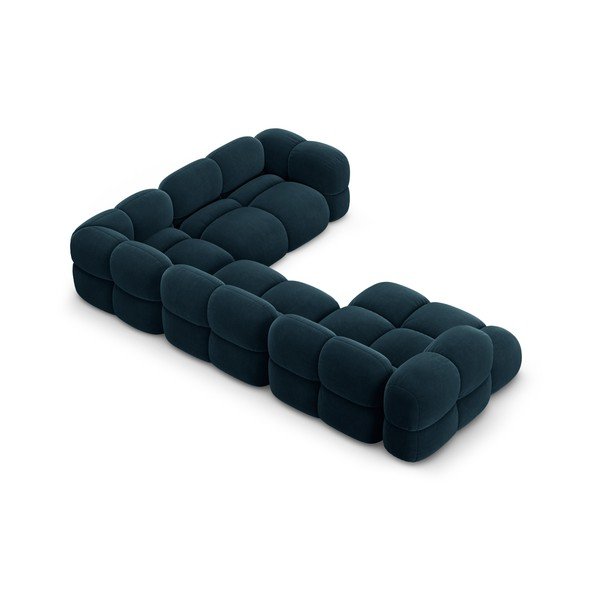 Sötétkék bársony sarokkanapé (jobb oldali-U alakú) Loretto – Cosmopolitan Design-image-3