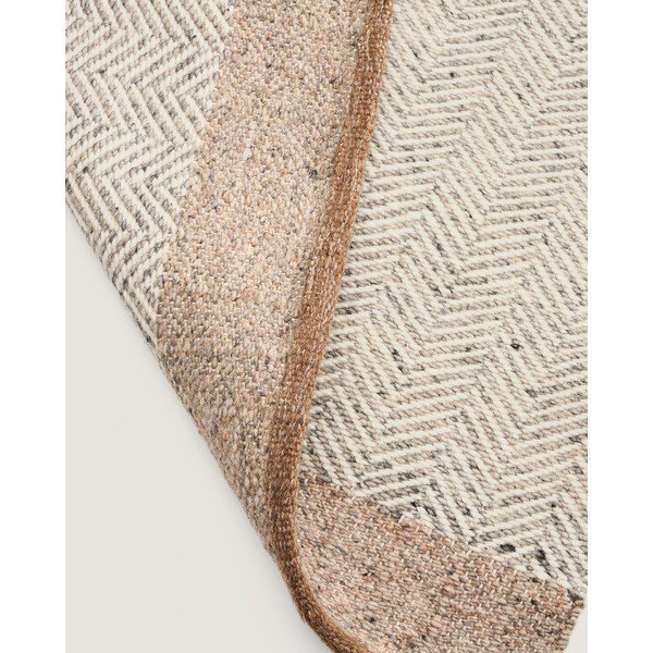 Bézs kétoldalas-kézi szövésű gyapjú futószőnyeg 80x200 cm Nifelia – Kave Home-image-4