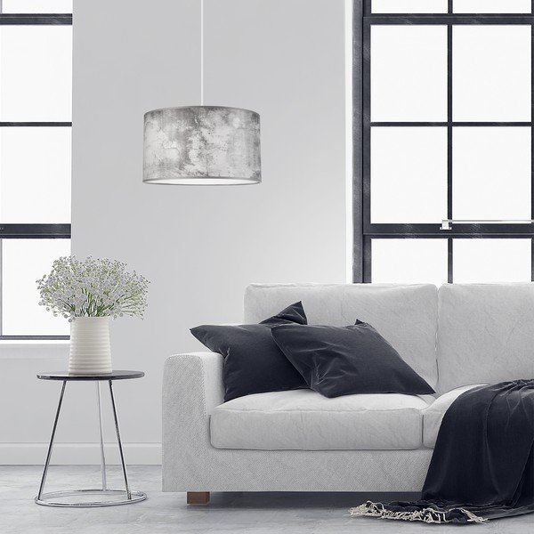 Szürke függőlámpa textil búrával ø 35 cm Print – LAMKUR-image-1