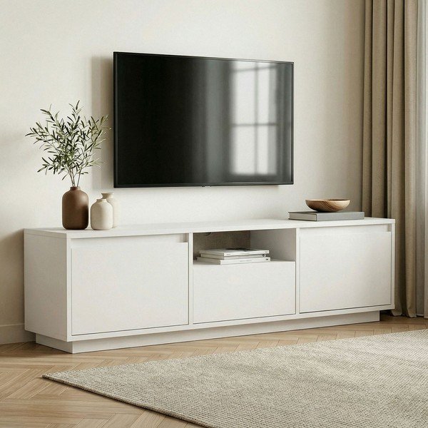 Fehér TV-állvány 160x42x30 cm Sentinel – Kalune Design-image-1