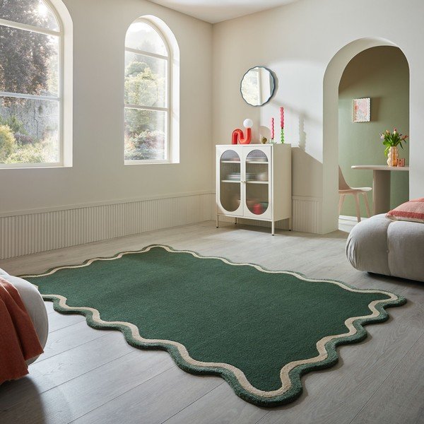 Sötétzöld kézi szövésű gyapjúkeverék szőnyeg 200x290 cm Rivo Wool – Flair Rugs-image-1