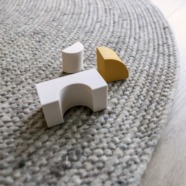 Neethu szürke kézzel készített szőnyeg gyapjú és pamut keverékből, ø 140 cm - Nattiot-image-3