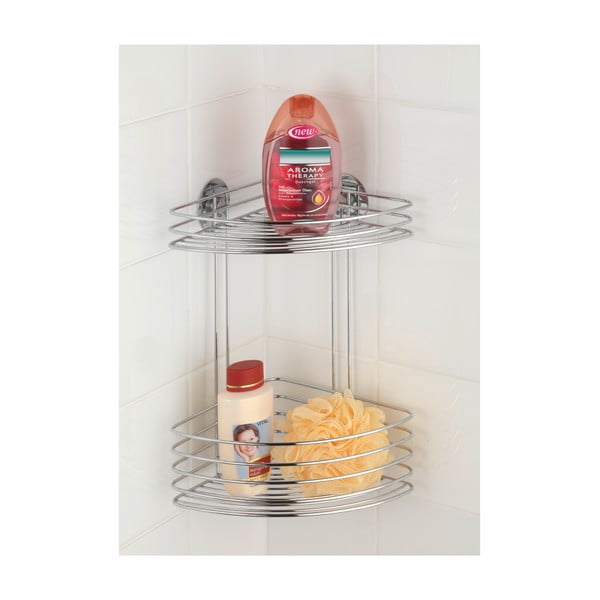 Turbo öntapadós kétszintes sarokpolc, 20 x 26,5 cm - Wenko-image-2