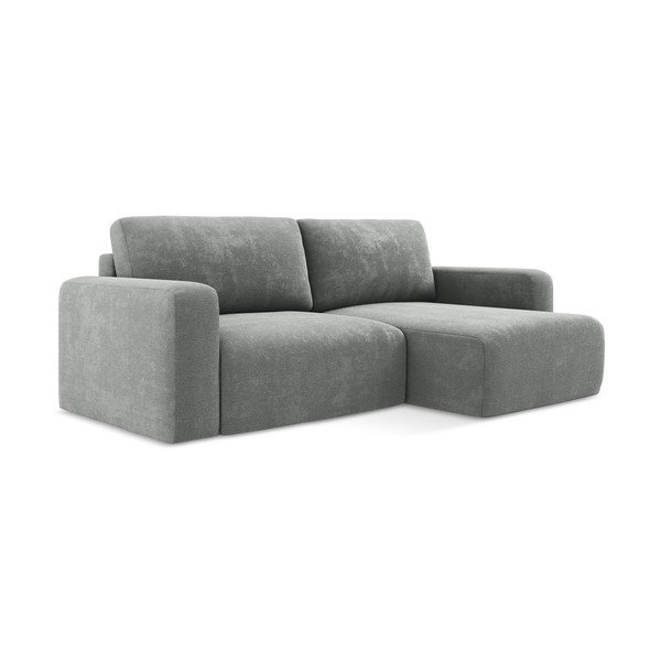 Szürke zsenília kinyitható-tárolóhelyes sarokkanapé (jobb oldali-heverő résszel) Kona – Makamii-image-2