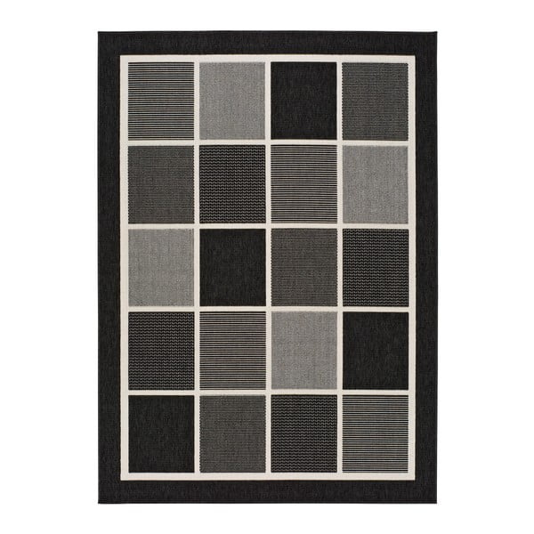 Nicol Squares fekete-szürke kültéri szőnyeg, 140 x 200 cm - Universal