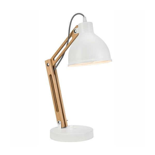 Fehér-barna asztali lámpa fém búrával (magasság 44 cm) Marcello – LAMKUR