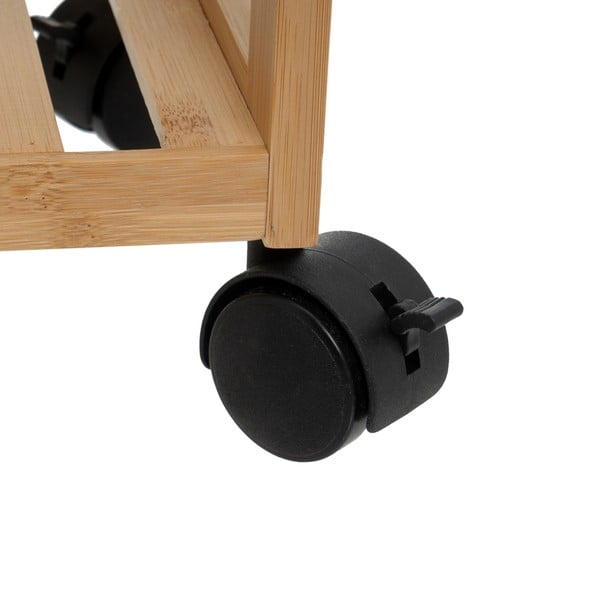 Natúr színű bambusz gurulós polcos állvány 44x75 cm – Casa Selección-image-2