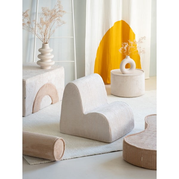 Krémszínű kordbársony gyerek fotel Cloud – Wigiwama-image-1